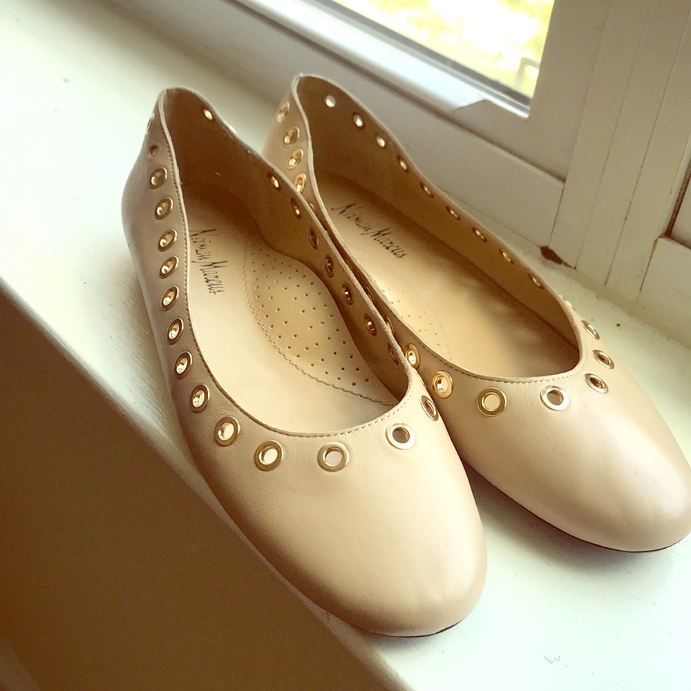 Neiman Marcus Nude Leather Flats